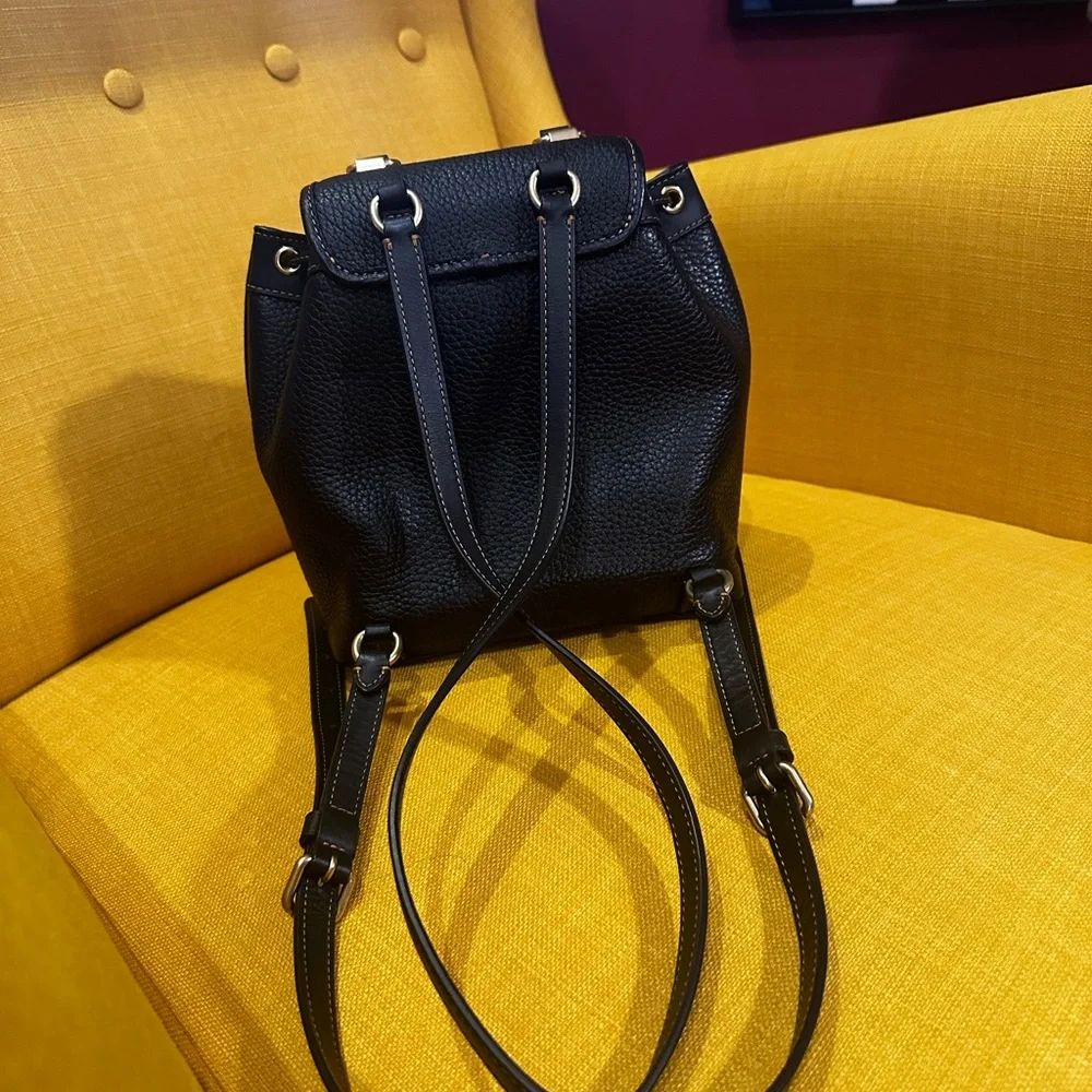 Coach Black Pebbled Leather Backpack with Gold Hardware